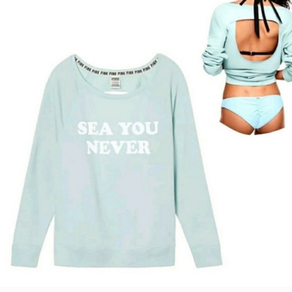 PINK • Seafoam Open back sweatshirt